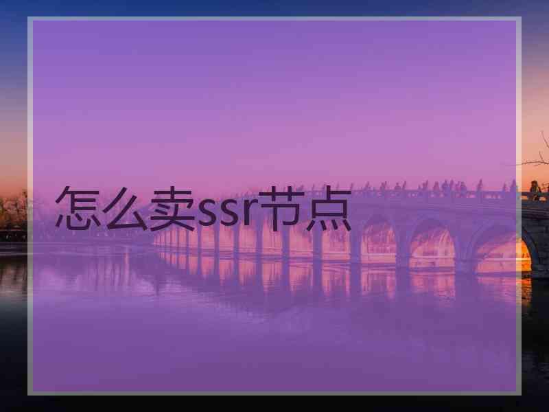 怎么卖ssr节点